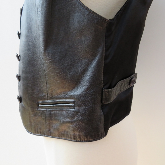 Vintage The Limited Black Leather Vest Size Medium - Picture 14 of 15